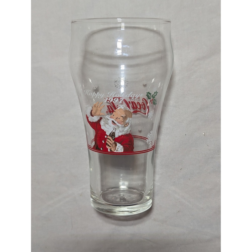 Coca-Cola Happy Holidays 1997 Santa Claus Glass Tumbler Christmas Collectible
